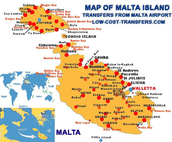 Map of Malta Island